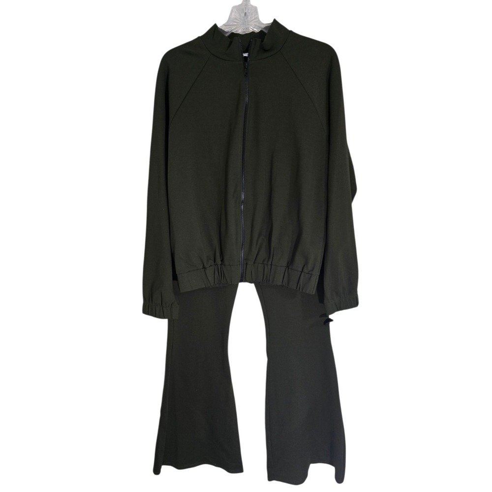 Swank A Posh Womens 1XL Olive Green‎ Flare Sweatpants Tracksuit Lounge Set